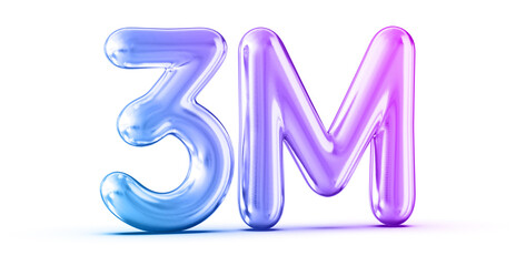 3M Followers Gradient Number 3D Render