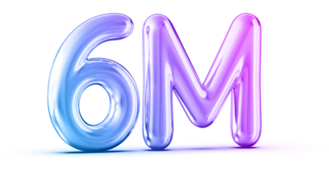 6M Followers Gradient Number 3D Render