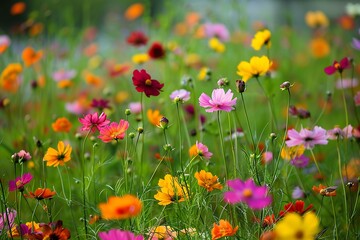 A field of radiant energy flowers, blooming in a vibrant competition