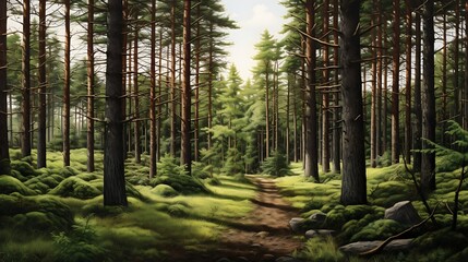 Obraz premium Image Showcasing a Serene and Lush Jungle Landscape