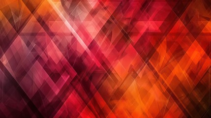 An abstract background with a tessellation of geometric patterns in translucent layers, incorporating diamond shapes in different shades of red and orange with semi-transparent effects 