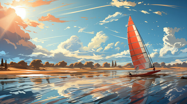 An ocean sporter on the water on a sunny day