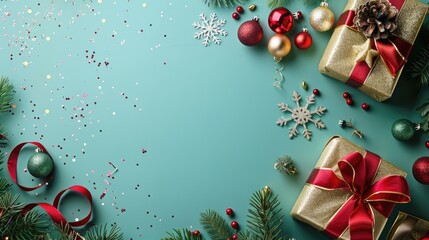 Celebratory flat lay composition with space for text