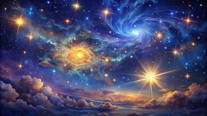 Obraz premium Inspiring night sky texture showcases the vastness and mystery of the universe, with its twinkling stars and swirling nebulae.
