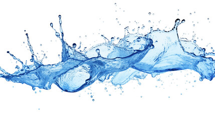 Set of blue water splashes transparent background.
