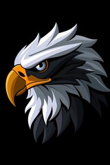  Simple logo design featuring a white eagle with wings, black background, gray for the eagle texture and black, minimalist