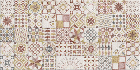 Brown and sand tiles decor pattern in Mediterranean style antique