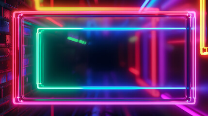 loop neon modern graphic illustration effect, electric fluorescent shiny lamp at night, abstract led laser signboard for billboard retro bar party club casino