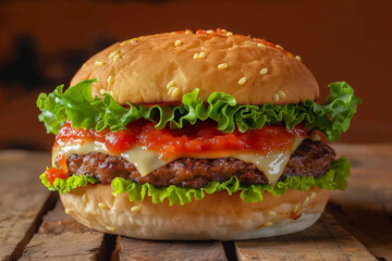 Close-up of home made fresh beef petty burger