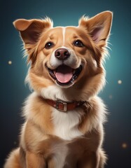 vector illustration, cute dog smiling at camera, cartoon
