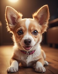 vector illustration, cute dog smiling at camera, cartoon
