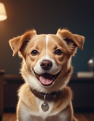 vector illustration, cute dog smiling at camera, cartoon

