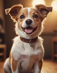 vector illustration, cute dog smiling at camera, cartoon
