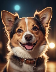 vector illustration, cute dog smiling at camera, cartoon
