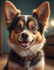vector illustration, cute dog smiling at camera, cartoon
