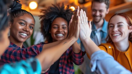 Successful Presentation: Multiracial Team Celebrates