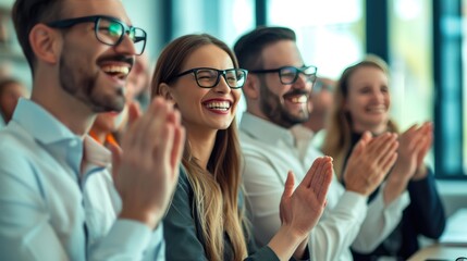Successful Business Team Celebration in Boardroom