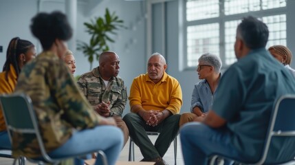 Therapist Conducting Group Therapy for Veterans