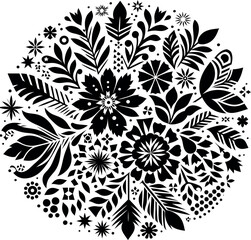 Mandala design, round geometrical shape decorative Floral design Silhouette Motif Pattern, round shape Flower design elements silhouette pattern black and white 
