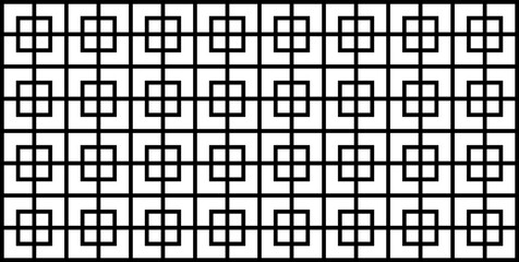 Asian seamless pattern with squares, lines. Black and white geometric background. © Philia12