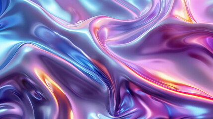 Fototapeta premium Background with abstract waves. Vibrant holographic chrome gradient. AI generative