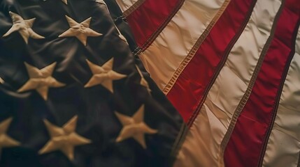 American flag close up. Close up of an American flag, showing stars and stripes.