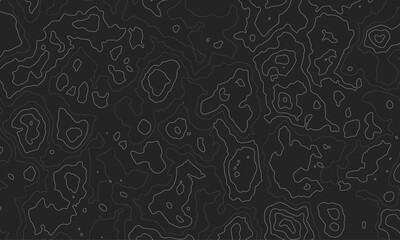 Topographic map. Dark seamless design. Astonishing tileable isolines pattern. Vector illustration.