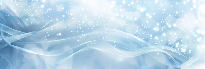 Snowflakes on blue background create a serene, wintry atmosphere, bringing peace and tranquility in the cold season
