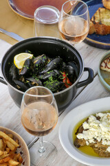 A portion of mussels in the restaurant