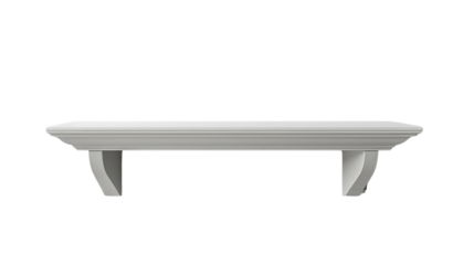 Minimalist white wooden shelf with clean lines and modern design. Perfect for home or office interior decoration and organization.