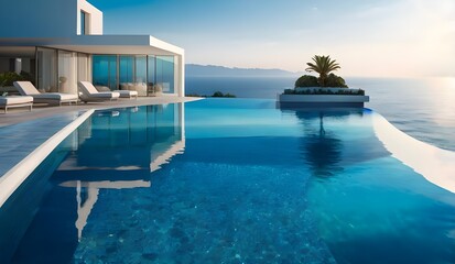 Fototapeta premium Modern Villa with pool overlooking the sea