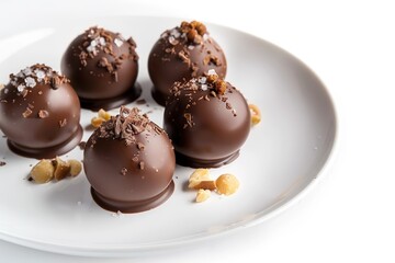 Obraz premium Irresistible Dipped Chocolate Truffles with Sea Salt and Nuts