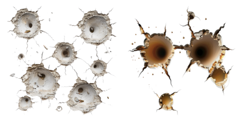 Bullets hole isolated on transparent background