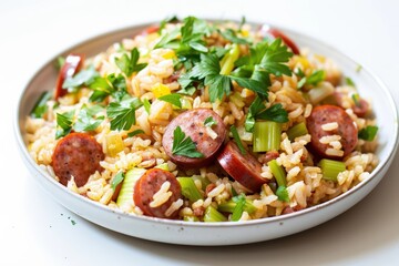 Satisfying Smoked Sausage Dirty Rice with Fragrant Garlic