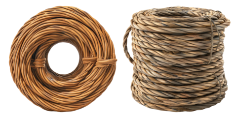 Cable rope roll pack isolated on transparent background