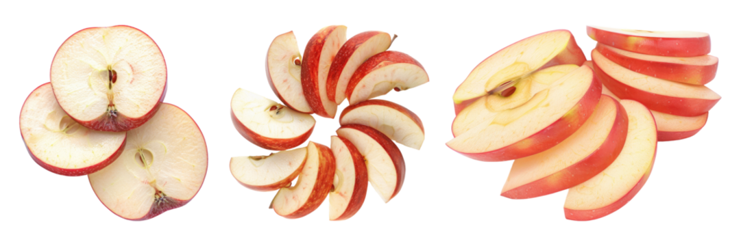 Apple slices isolated on transparent background