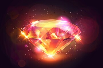 A glowing gemstone icon with a sparkling aura, symbolizing preciousness and beauty