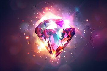 A glowing gemstone icon with a sparkling aura, symbolizing preciousness and beauty