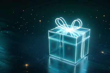 A glowing gift box icon with a ribbon, representing surprises and generosity