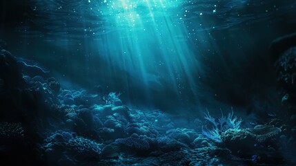 Fototapeta premium Underwater Scene with Sunbeams