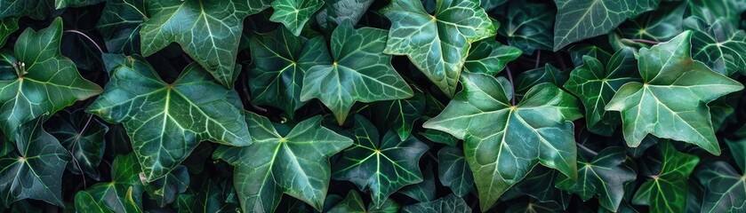 Seamless design featuring ivy leaves, detailed textures and vibrant greens, ideal for fashion and home textiles