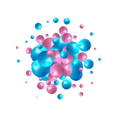 Colorful balls background. Vector background made with gradient meshes. Background design for banner, poster, flyer, card, postcard, cover, brochure. Purple and light pink balls. Pastel tones. Eps 10