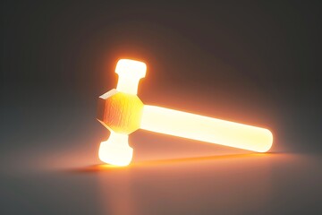 A glowing hammer icon with a nail, representing construction and craftsmanship