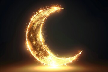 A glowing moon icon with a crescent shape, representing night and tranquility
