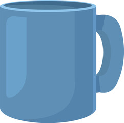 Simple illustration of a blue mug standing on a white background, perfect for representing concepts of breakfast or morning routines