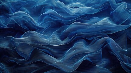 Fototapeta premium Shifting texture of deep blue fabric waves