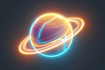 A glowing planet icon with a ring system, representing space and astronomy