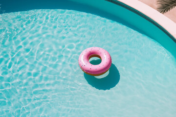 Dona, lifebuoy floating in the pool, summer vacation