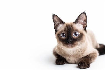 Fototapeta premium portrait of a Burmese cat breed, with white background