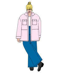 jeune fille adolescente frange chignon look décontracté tendance cool vecteur 